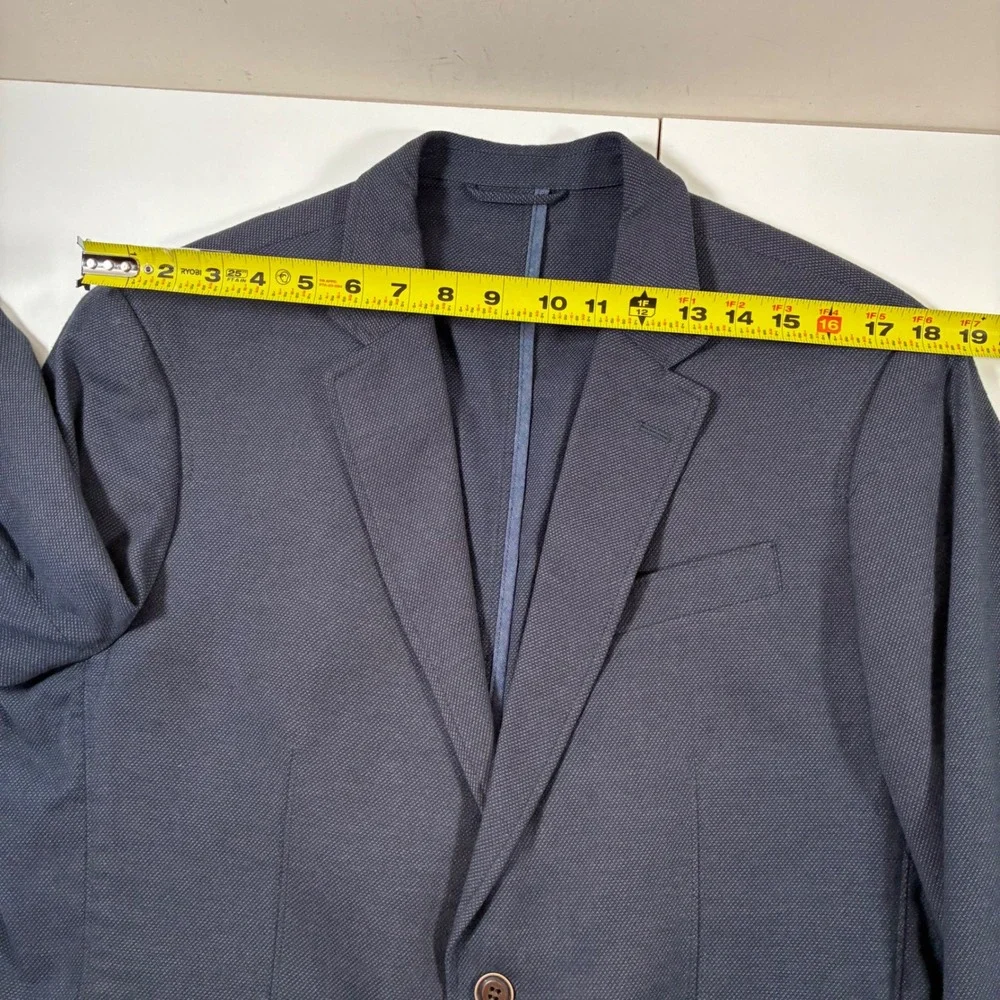 Joseph Abboud Unstructured Blazer Medium 42 Blue Textured Elbow Patch Sport Coat